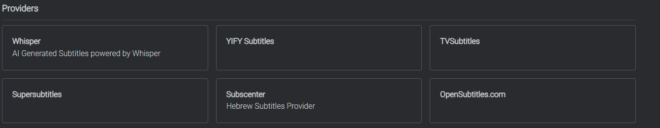 Bazarr Providers