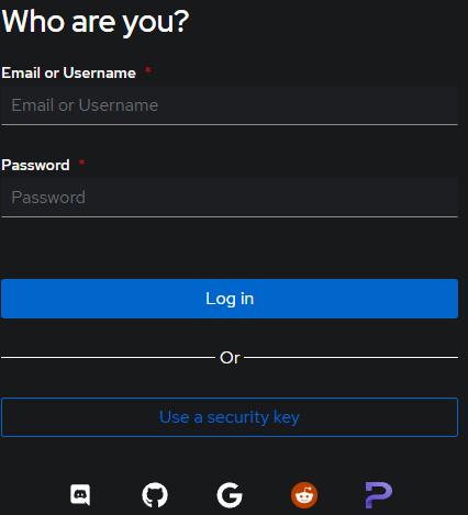 Proton Authentik Login Screen
